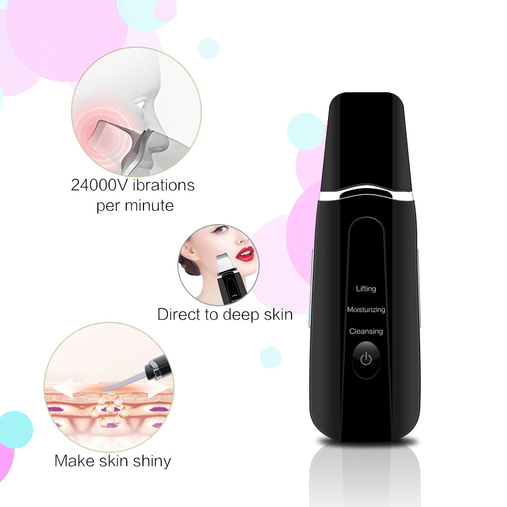 Ultrasonic Face Skin Scrubber Facial Cleaning Blackhead Removal Cleaner Facial Vibration Message Exfoliator Skin Care Tools